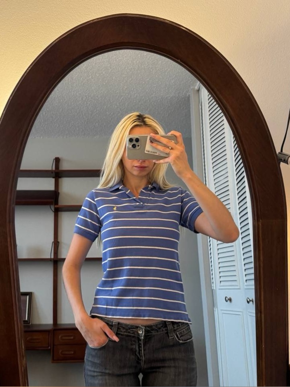 Ralph Lauren Blue and White Stripe Polo Shirt